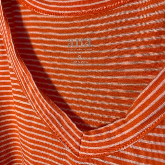 a.n.a Cold Shoulder Short-Sleeved Top, Bright Orange and White Stripes - Picture 3 of 3